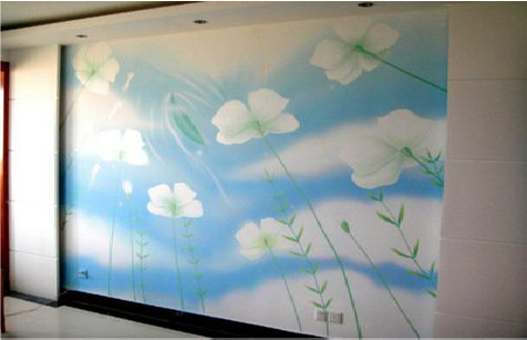 龙胜画墙绘怎么画好白云的蓬松感？